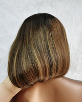 Perruque Lace Front Droite Ombrée et Méchée, 13x6, Bonnet Ajusté, Sans Colle, Effet Peau Fondue