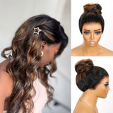 {Soldes monstres} Perruque Lace Front 360 à bretelles invisibles 250 % cheveux humains Ombre ondulée