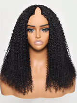 Perruque V-Part sans colle en cheveux naturels frisés crépus avec cordon de serrage