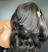 Perruque sans colle 2x6 avec raie au milieu profonde, cheveux humains Yaki ondulés, dentelle HD Skin Melt