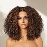 {50% Off} 6x5 Drawstring Glueless Transparent Lace Closure Wig Curly Highlights
