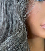 Perruque Lace Front Ondulée Cheveux Humains Poivre et Sel 13x4/5x5
