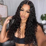 Perruque sans colle en cheveux humains ondulés 2x6, raie profonde, avec dentelle HD fondue, sans colle