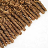 Extensions de cheveux humains frisés birmans tressés au crochet plume douce avec mèches