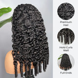 Demi-perruque réversible avec cordon de serrage, boucles birmanes aux pointes frisées, perruque sans colle en cheveux humains