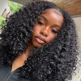 Perruque Naturelle à Cordon V, Sans Colle, Cheveux Humains, Boucles Birmanes avec Pointes Spirales