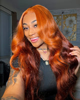 {Vente Flash} Perruque Lace Transparente 4X4/13x4 250% Cheveux Humains Ondulés Perruque Ombrée Roux