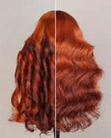 {Vente Flash} Perruque Lace Transparente 4X4/13x4 250% Cheveux Humains Ondulés Perruque Ombrée Roux