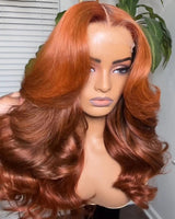 {Vente Flash} Perruque Lace Transparente 4X4/13x4 250% Cheveux Humains Ondulés Perruque Ombrée Roux