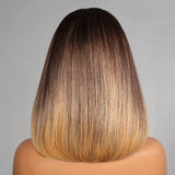 13x6 Bonnet en dentelle indétectable Cheveux humains 250% Perruque Bob Ombré avec mèches