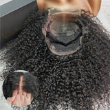 Perrques à fermeture 5x5, cheveux bouclés, effet fond de peau, dentelle suisse