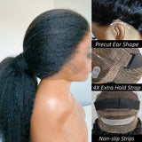Perruque frontale Invisible Strap 360 Skin Melt Lace Wig 2.0 en cheveux humains, sans nœuds, dentelle prédécoupée, Kinky