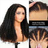 SANS NŒUDS - Perruque frontale en cheveux humains pré-épilés 13x6 en dentelle fondue | Boucles serrées