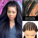 Perruque de cheveux humains raides crépus, sans nœuds, à fonte de la peau, entièrement en dentelle, pré-épilée