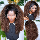 Perruque Lace Front Cheveux Lagos Prédécoupés M Frontal 13x6 Effet Peau Ombré Bouclé Profond