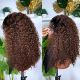 Perruque Lace Front Cheveux Lagos Prédécoupés M Frontal 13x6 Effet Peau Ombré Bouclé Profond