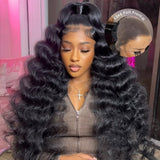 {Vente exceptionnelle} Perruque frontale 13x6 Full Hair en dentelle transparente, 250 % de densité, cheveux humains, Loose Deep Wave