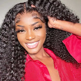 Perruques bouclées avec closure en cheveux naturels, sans colle, avec bonnet respirant, effet "peau fondue", en dentelle suisse, pré-épilées.