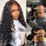 SANS NŒUDS - Perruque frontale en cheveux humains pré-épilée avec dentelle 13x6 effet peau | Ondulée lâche