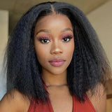 {Vente Exceptionnelle} Perruque Lace Frontale 13x6 3D Cheveux Humains Pré-épilés Kinky Bob Effet Peau Fonte