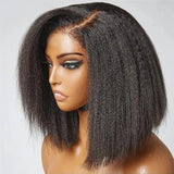 {Vente Exceptionnelle} Perruque Lace Frontale 13x6 3D Cheveux Humains Pré-épilés Kinky Bob Effet Peau Fonte