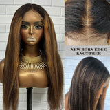 [NOUVEAU NÉ + SANS NŒUDS] Perruque Frontale 13x6 HD Lace Skin Melt Cheveux Humains Mèches Yaki