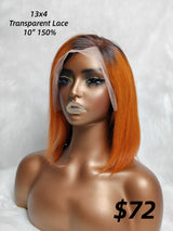 {DERNIÈRE-PIÈCE-EN-STOCK} Perruque Bob Cheveux Humains Ombrés Roux en Dentelle Transparente 13x4