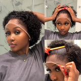 Perruque Lace Front à Cheveux Naturels avec Raie en M 13x6, Coupe Pixie Frisée Lagos
