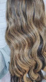 Perruque en dentelle 360 Lace Invisible Strap 250 % cheveux naturels Ombre Highlight Body Wave