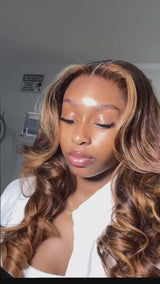 Danielle | Perruque Lace Front 13X6 Ombrée Miel Blond Mèches Ondulée Cheveux Humains