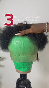 {50 % de réduction} Perruque Lace Front Afro Puff Cheveux Crépus (Toute la Casquette en Dentelle) en Cheveux Naturels
