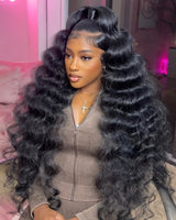 {Vente exceptionnelle} Perruque frontale 13x6 Full Hair en dentelle transparente, 250 % de densité, cheveux humains, Loose Deep Wave