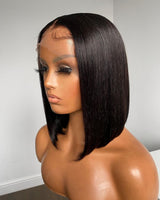 Perruque lace front coupe courte au carré noir de jais #1, en cheveux humains vierges, pré-épilée