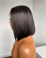 Perruque lace front coupe courte au carré noir de jais #1, en cheveux humains vierges, pré-épilée