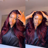 {Vente Flash} Perruque Lace Front 5x5/13x6 Cheveux Humains Pré-épilés Couleur Bordeaux 99J