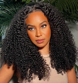 {Vente Flash} Perruques à Cheveux Humains Kinky Curly avec Fermeture en Dentelle Suisse Invisible, Sans Colle, Prédécoupées