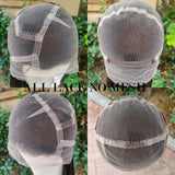 Perruque style lutin en cheveux naturels, avec bonnet en dentelle entière, dentelle transparente, pré-épilée
