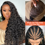 ZENIA | Perruque Lace Front Per-épilée avec Faux Cuir Chevelu Cheveux Humains Ondulés Mouillés | Vague d'Eau