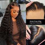 SANS NŒUDS - Perruque frontale en cheveux naturels pré-épilés 13x6 en dentelle fondue | Cheveux ondulés