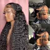 SANS NŒUDS - Perruque frontale en cheveux naturels pré-épilés 13x6 en dentelle fondue | Cheveux ondulés