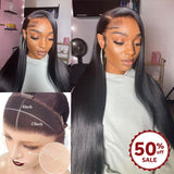 {50 % de réduction} Perruque Lace Frontale 13x4 HD en Cheveux Humains Lisses de 30 pouces, effet "seconde peau"