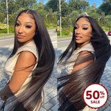 {50 % de réduction} Perruque Lace Front Super Longue Cheveux Humains Lisses