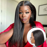 Perruque Lace Front sans colle 13x6 Yaki Lisse avec bonnet ajusté Skin Melt