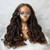 Perrque 9x6/13x6 Cheveux Humains Prédécoupés Yaki Ondulés, Bonnets Ajustés, Marron
