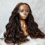 Perrque 9x6/13x6 Cheveux Humains Prédécoupés Yaki Ondulés, Bonnets Ajustés, Marron