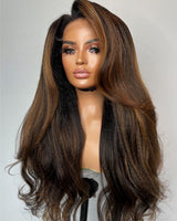 Perruque Yaki ondulée en cheveux humains, bonnet ajusté 9x6/13x6, pré-épilée avec mèches