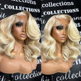 Perruque courte frontale 13x4 Bob en cheveux humains blonds 613 avec dentelle HD pré-épilée en 3D