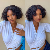 Perruque Lace Front Courte Bouclée et Volumineuse Cheveux Humains 13x4