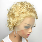 Paisley | Perruque Lace Front coupe Pixie courte blonde 613 en Cheveux Humains, pré-coiffée