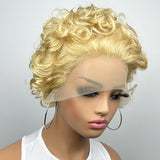Paisley | Perruque Lace Front coupe Pixie courte blonde 613 en Cheveux Humains, pré-coiffée